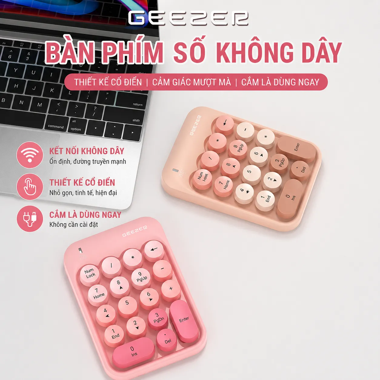 Bàn phím số không dây 2.4Ghz GEEZER Z5